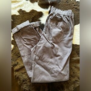 Stripped elastic ankle pants